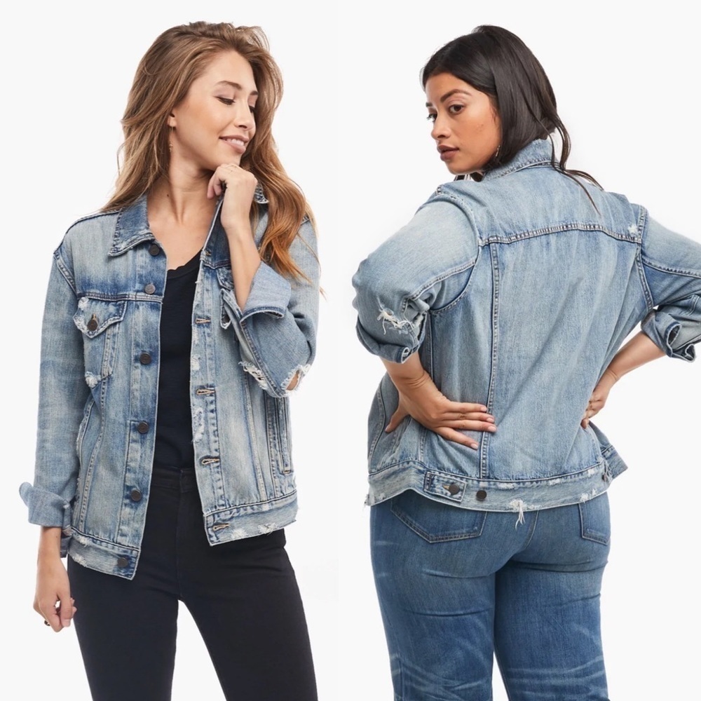 Able THE MERLY Distressed Jean Denim JACKET XS